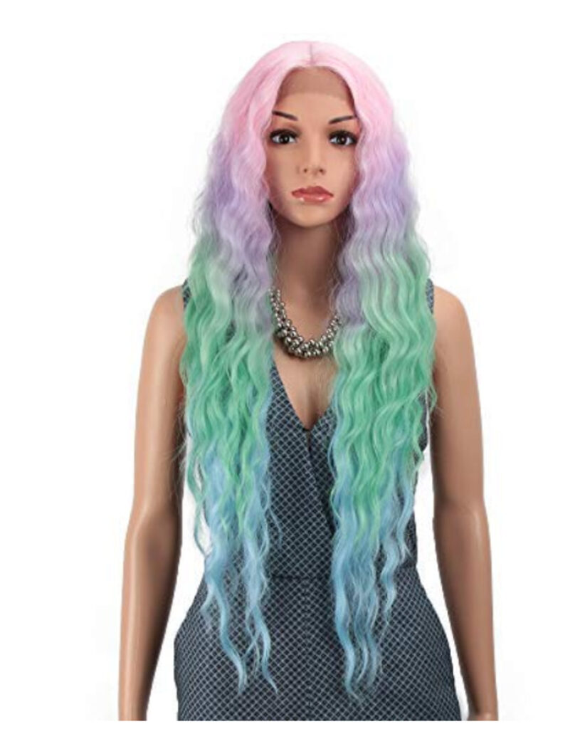 Ombre Rainbow Long Wavy Synthetic Wig