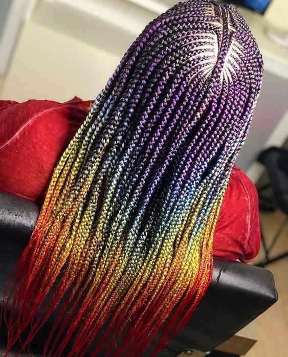color treated tribal braids hairstyle