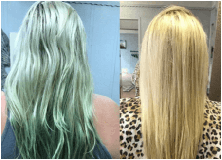 ash blonde turned green