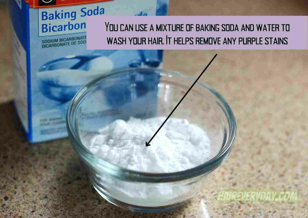 will baking soda remove purple shampoo