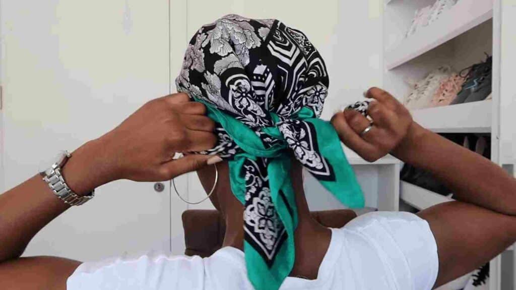 how to tie silk bonnet black hair