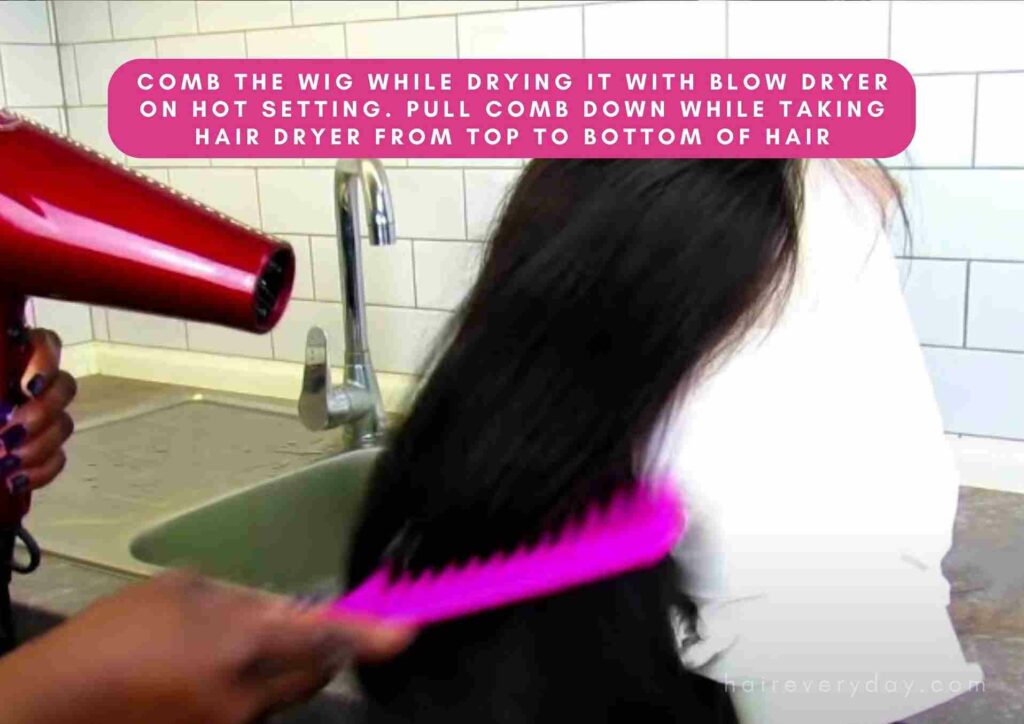 how to straighten a wig with a hairdryer