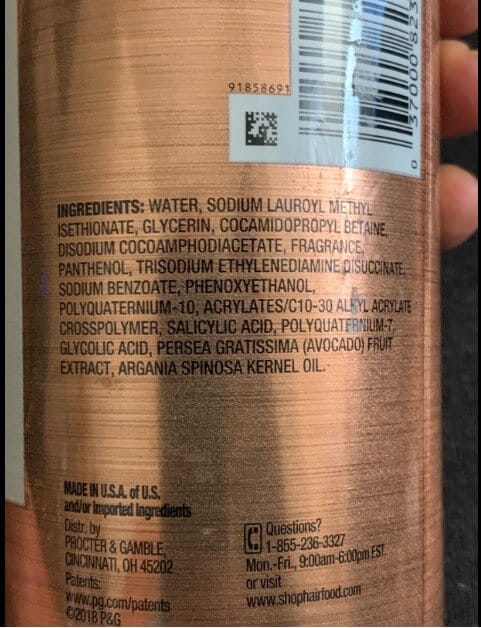hair food avocado and argan oil shampoo ingredients