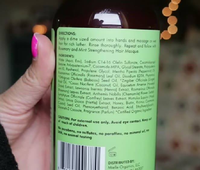 mielle rosemary mint strengthening shampoo ingredients