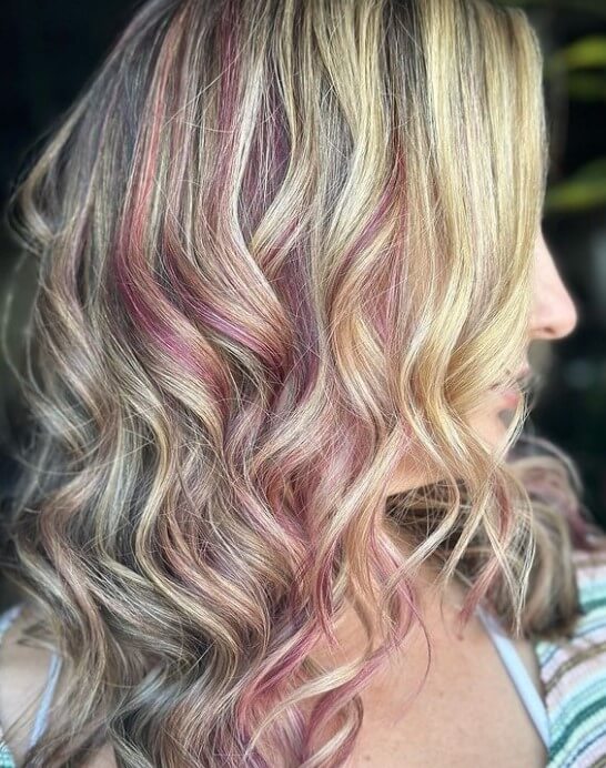pink highlights in black hair