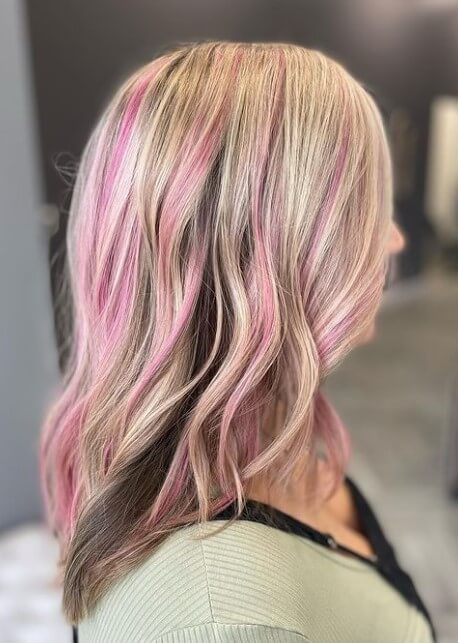 pink highlights underneath hair