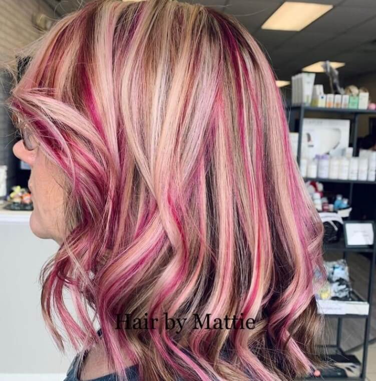 Blonde hair with pink highlights