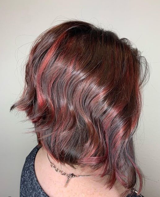 Chocolate cherry hair color with highlights
