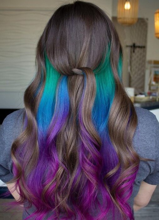 Half-Dyed Hair Underneath With Blue