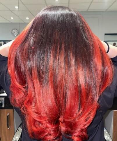 ombre black hair with red highlights