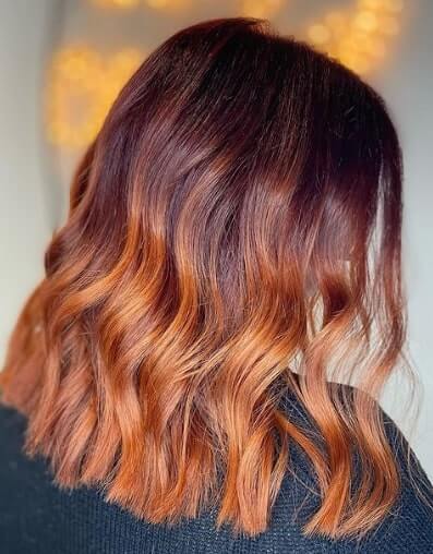 ombre hair red and brown