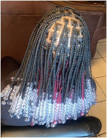 pink peekaboo braids with beads