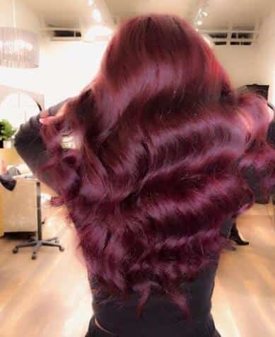 plum hair color with highlights