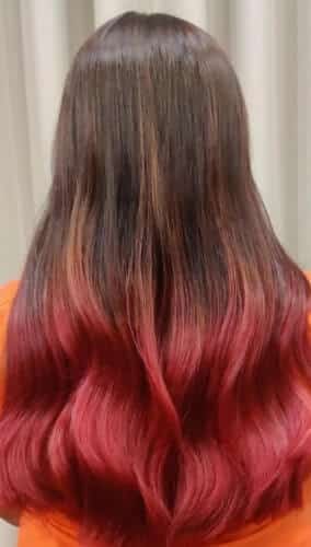 red hair with blonde ombre highlights