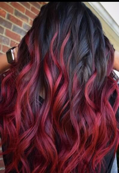 how to do black hair with red highlights