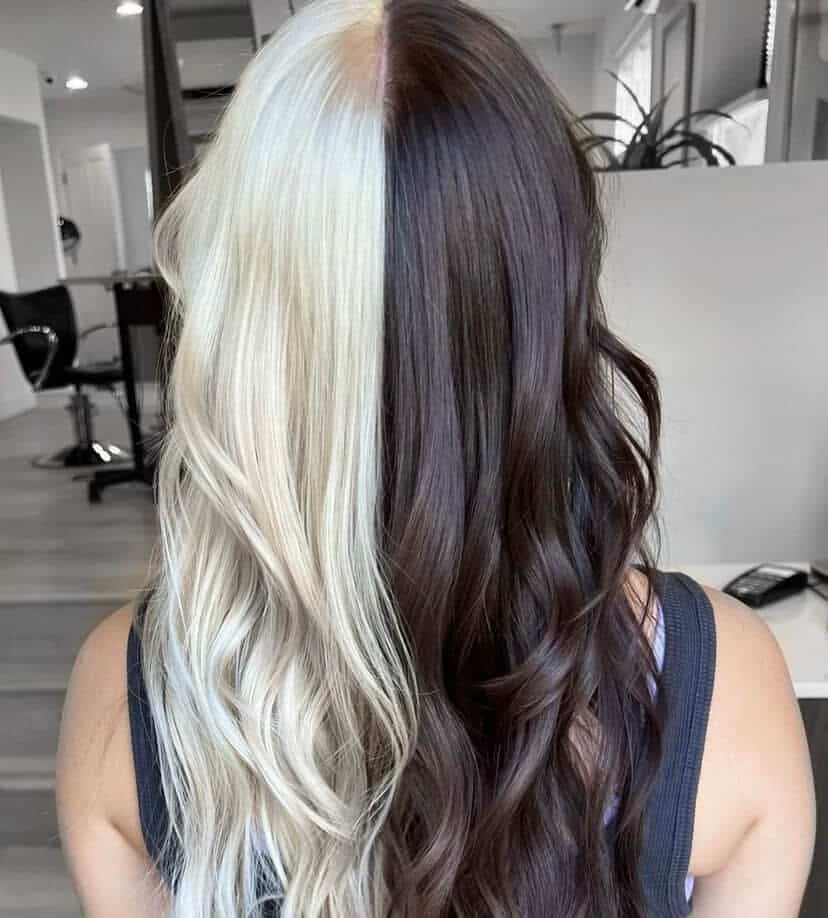 black hair with white highlights