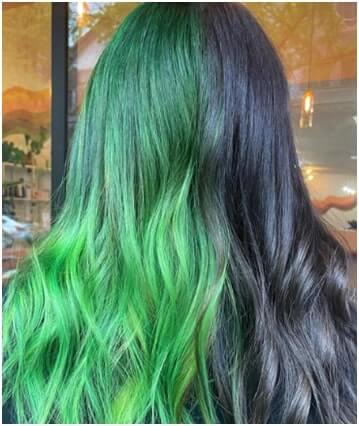black and teal green ombre hair