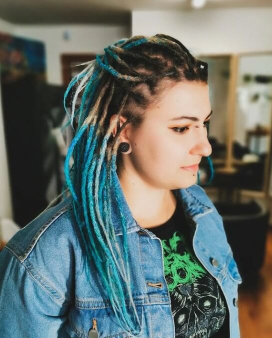 cornrows with blue tips