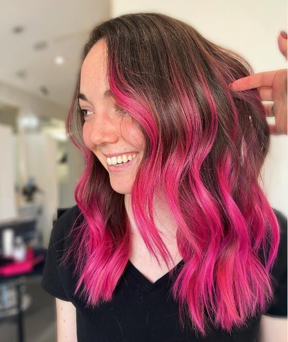 pink highlights in black hair
