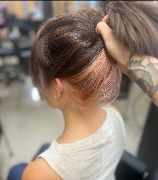 pink highlights underneath hair