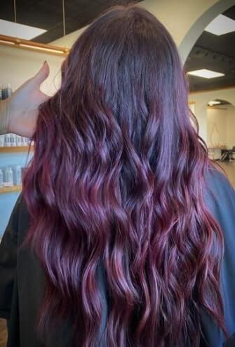 dark red and purple split dye
