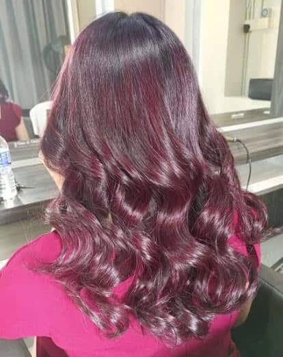red and purple half and half hair