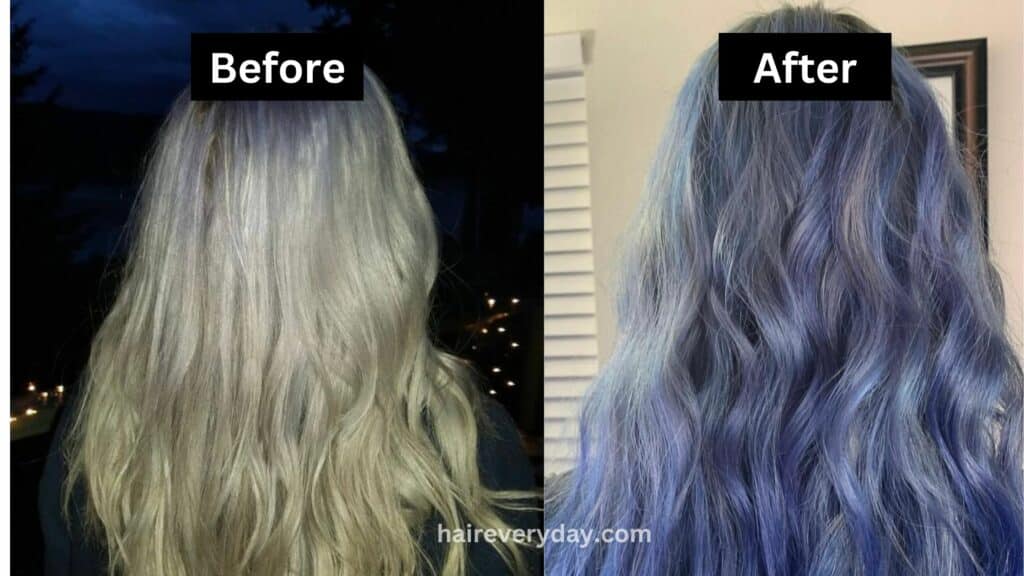Arctic Fox Periwinkle Dye Before and After
