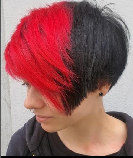 half red and half black hair