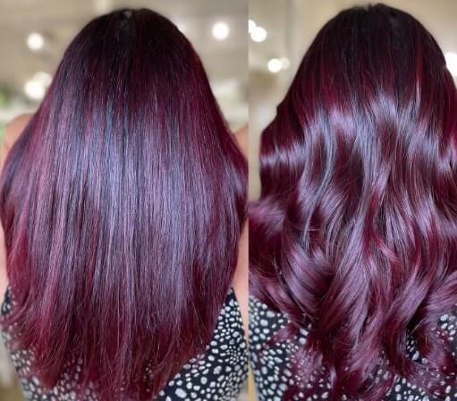 dark red and purple split dye