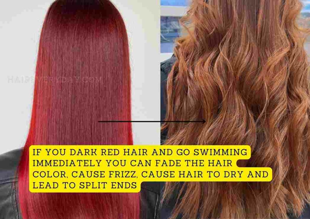 
can i go swimming after dying my hair red