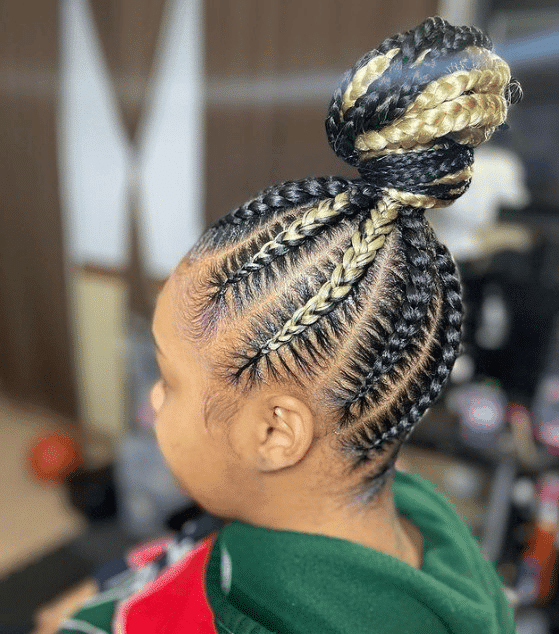 dual tone braided bun black woman