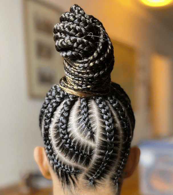 french braided bun black woman