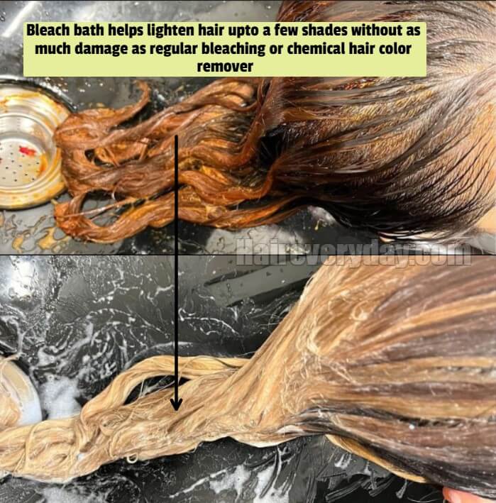 can bleach bath lighten hair color