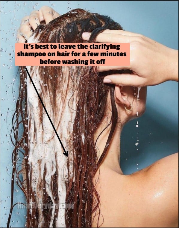 clarifying shampoo on hair