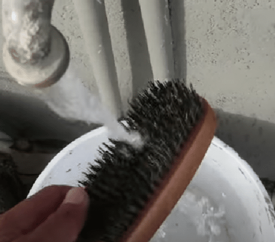 cleaning wooden brush easily
