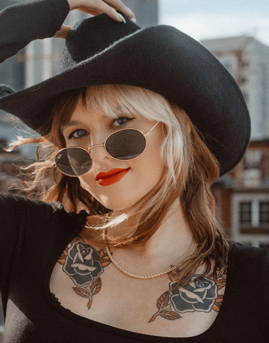 women hairstyle with cowboy hat